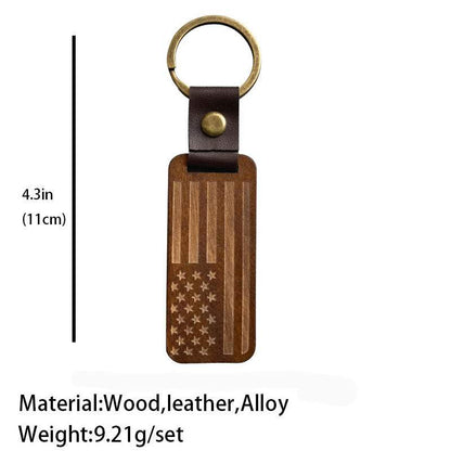 Creative Gift Keychain Wood Leather Pendant Keychain