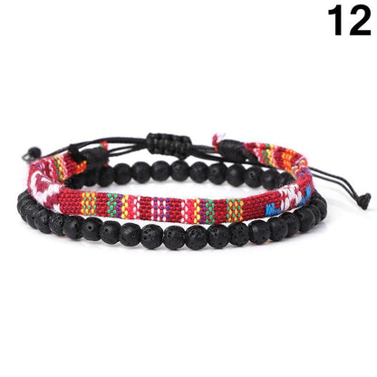 Bohemian Handmade Lava Stone Ethnic Rope Bracelet