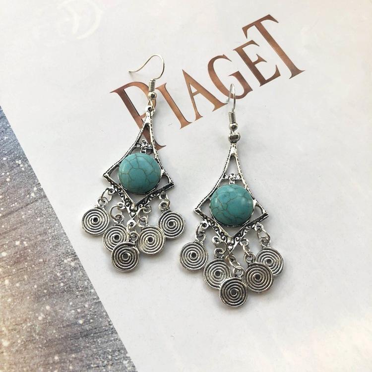 Bohemian Temperament Retro Artificial Turquoise Earrings