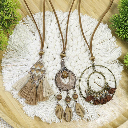 3pcs/set Bohemian Handmade Tassel Pendant Necklace