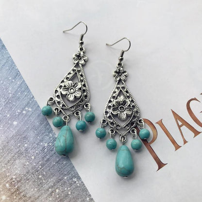 Bohemian Temperament Retro Artificial Turquoise Earrings