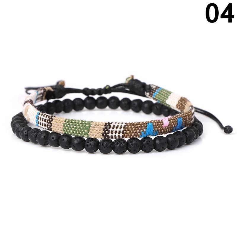 Bohemian Handmade Lava Stone Ethnic Rope Bracelet