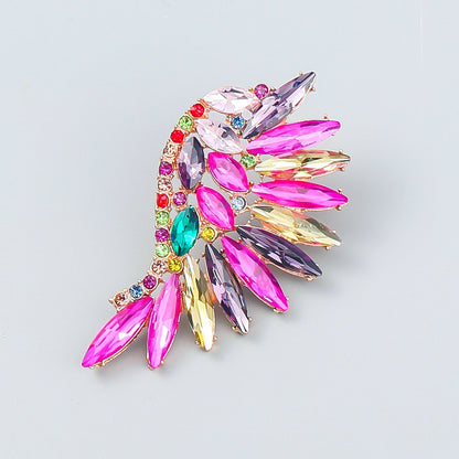 Women's Colorful Rhinestone Fan-shaped Wing Earrings