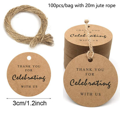 100Pcs Round Kraft Paper Gift Handmade Tags