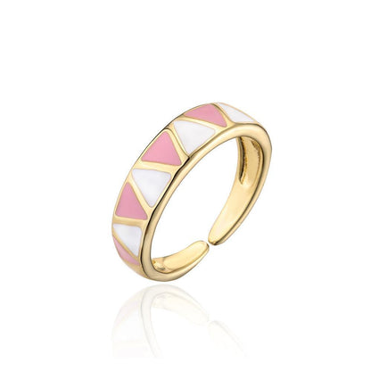 Personalized Color Oil Dripping Geometric Opening Ring