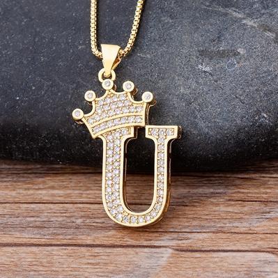 Zircon A-Z Crown Alphabet Necklace