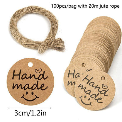 100Pcs Round Kraft Paper Gift Handmade Tags