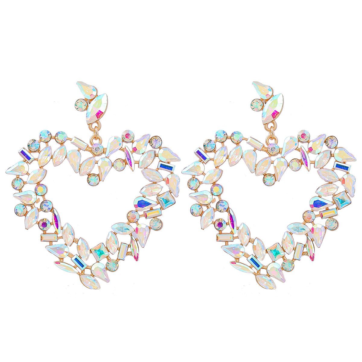 Flower Alloy Love Rhinestone Earrings Female