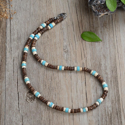 Bohemian Coconut Shell Turquoise Necklace