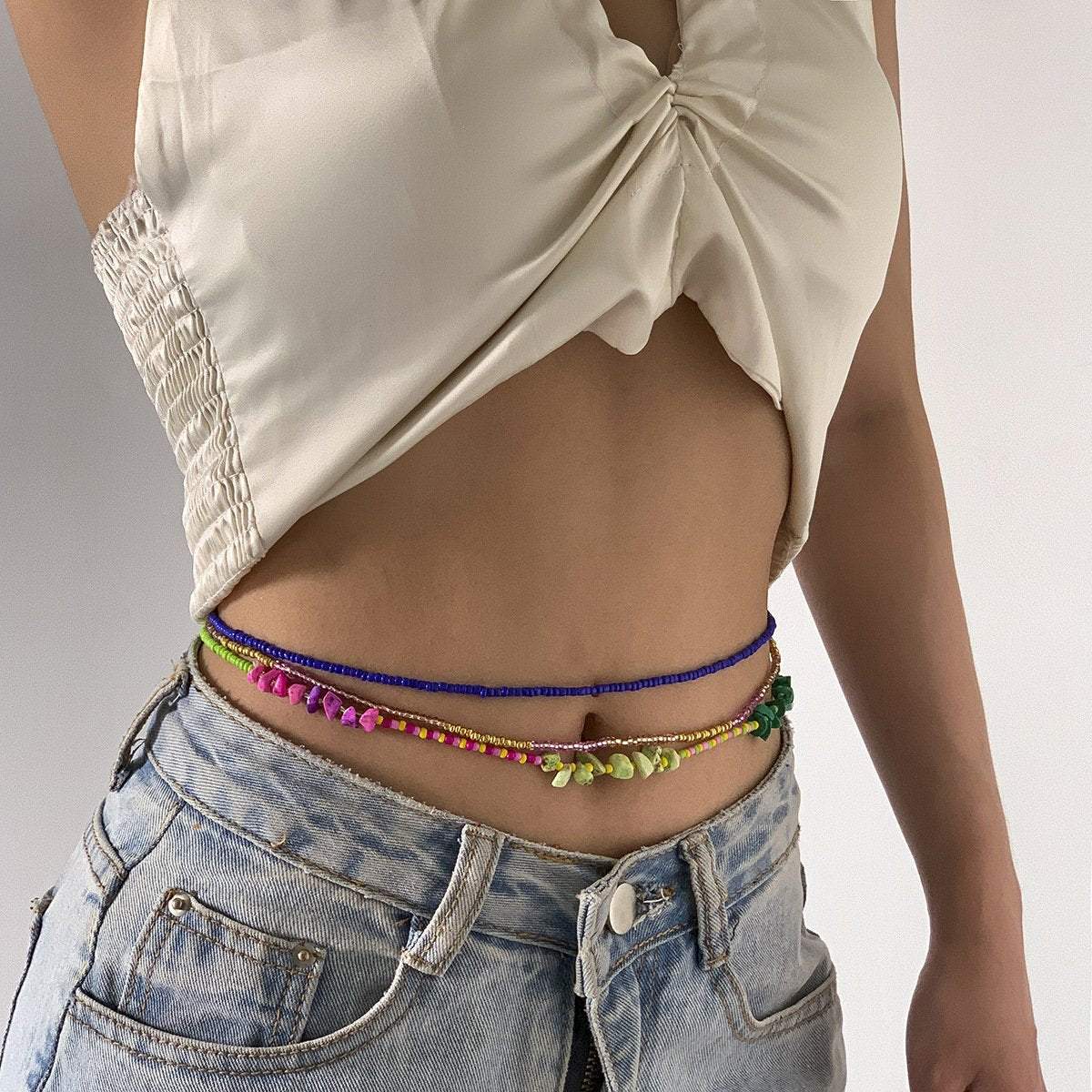 Bohemian colour Waist Chain Irregular Gravel Beaded Body Chain