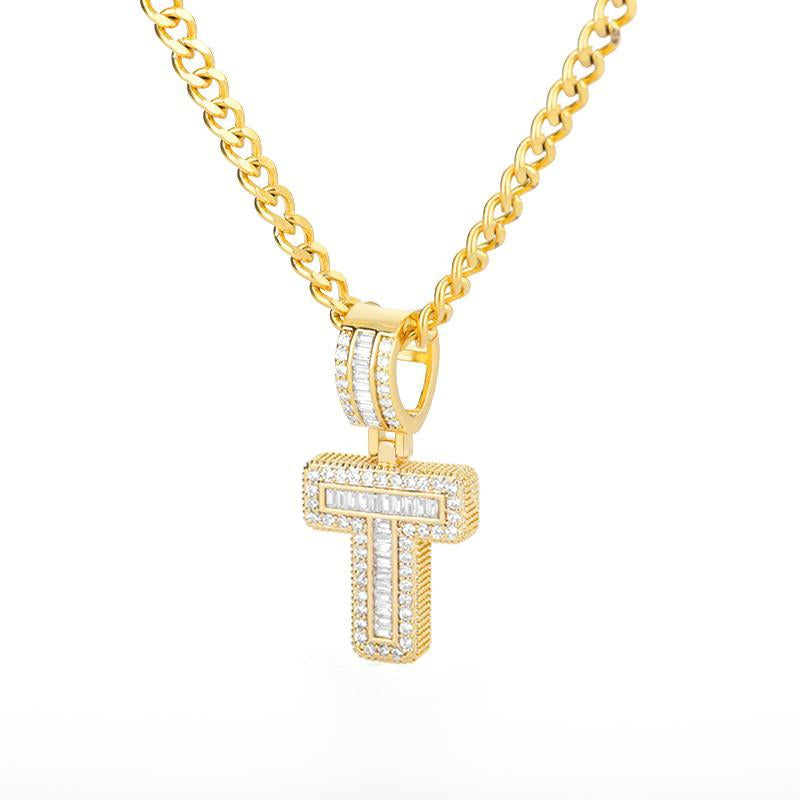 A-Z Iced Out Initial Zircon Letter Necklace