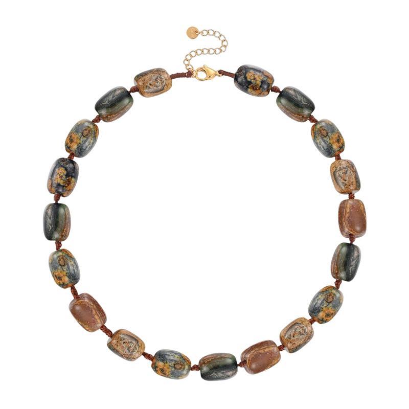 DIY Handmade Beaded Natural Agate Necklace