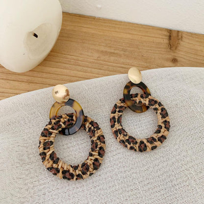 Leopard Print Fashion Hand Woven Earrings