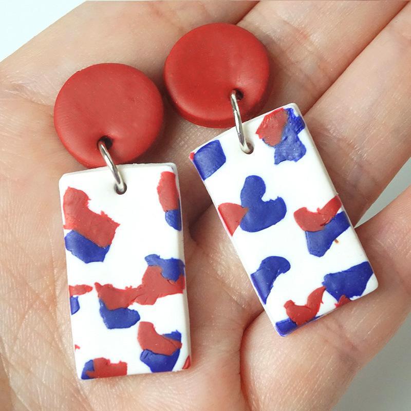 Peach Heart Flag colour Matching Unique Clay Earrings