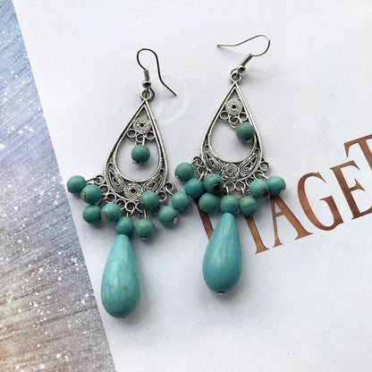 Bohemian Temperament Retro Artificial Turquoise Earrings