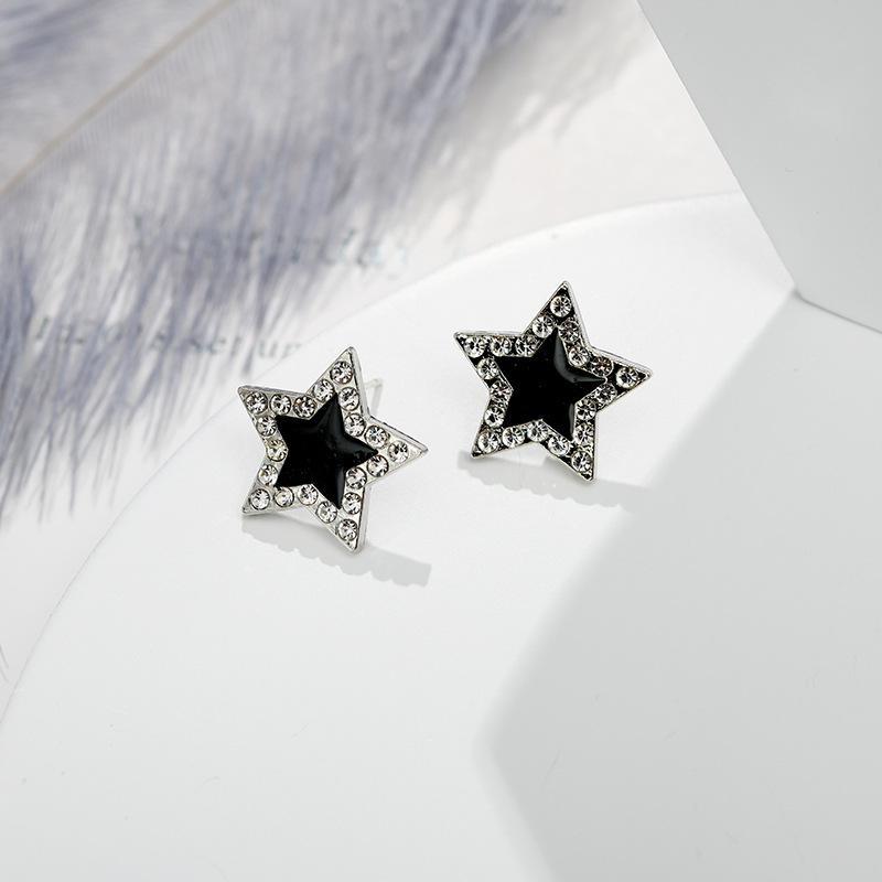 Silver Pin and Diamond Clover Stud Earrings