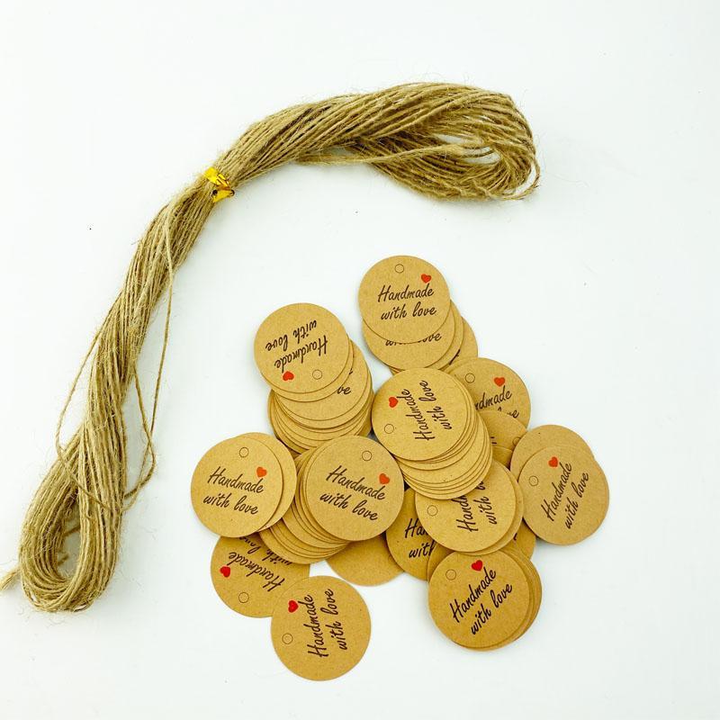 100Pcs Round Kraft Paper Gift Handmade Tags