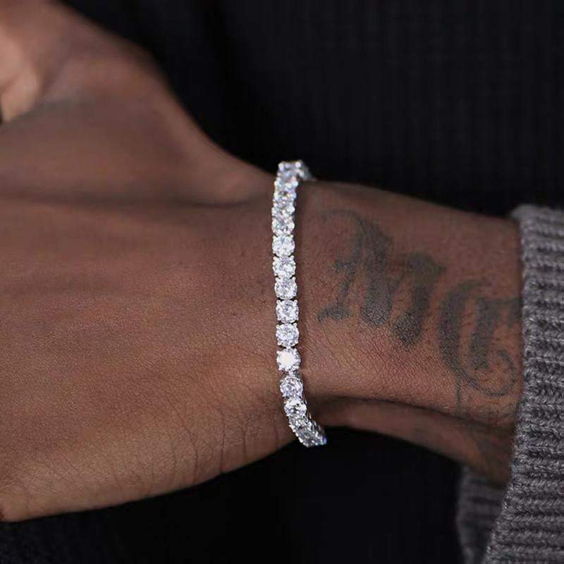 Hiphop Tennis Zirconia Mens Crystal Bracelet