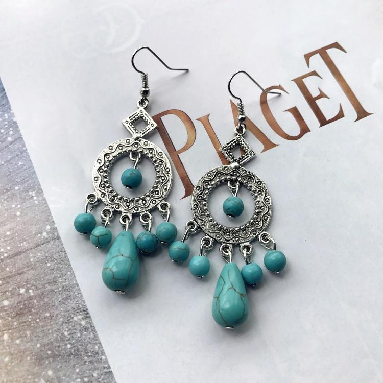 Bohemian Temperament Retro Artificial Turquoise Earrings