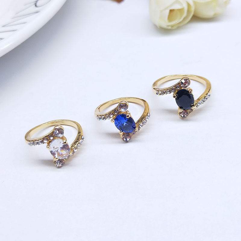 100Pcs Gold Plated Colorful Zircon Ring,Assorted style