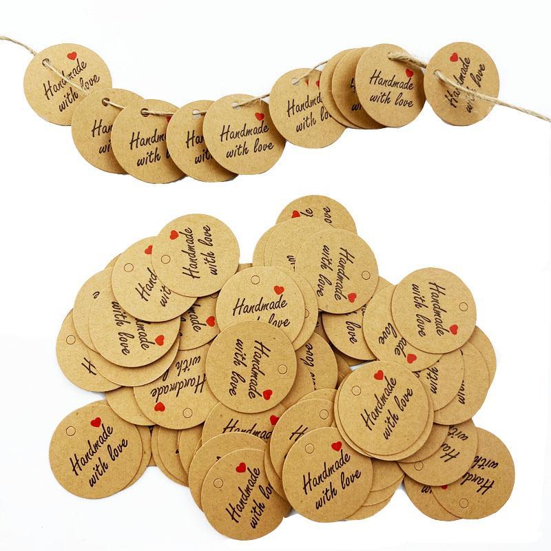 100Pcs Round Kraft Paper Gift Handmade Tags