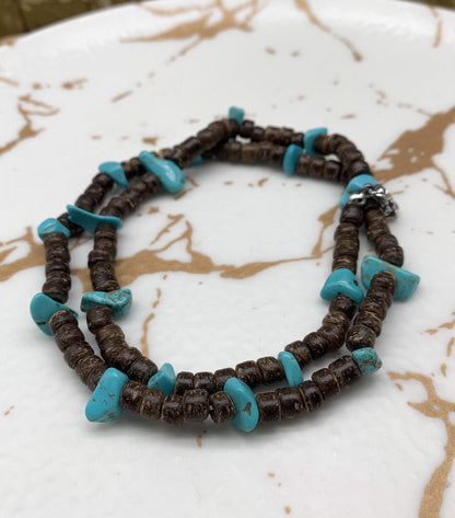 Bohemian Coconut Shell Turquoise Necklace