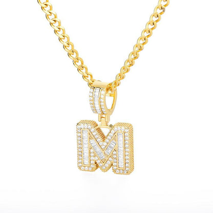 A-Z Iced Out Initial Zircon Letter Necklace