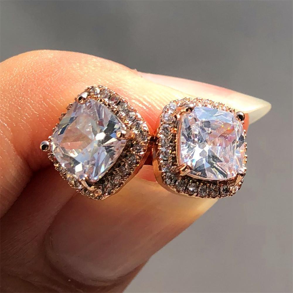 Yellow Pink Zircon Earrings Fashion Wedding Jewelry