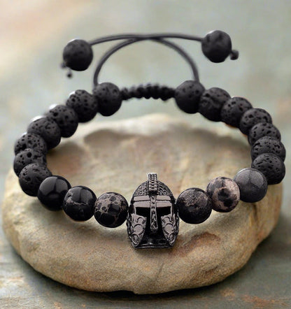 Men's Lava Stone Energy Handmade Beaded Bracelet