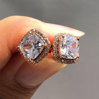 Yellow Pink Zircon Earrings Fashion Wedding Jewelry