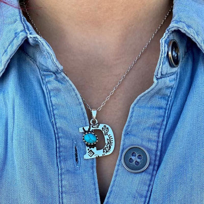 Turquoise Initial Leatters Necklace