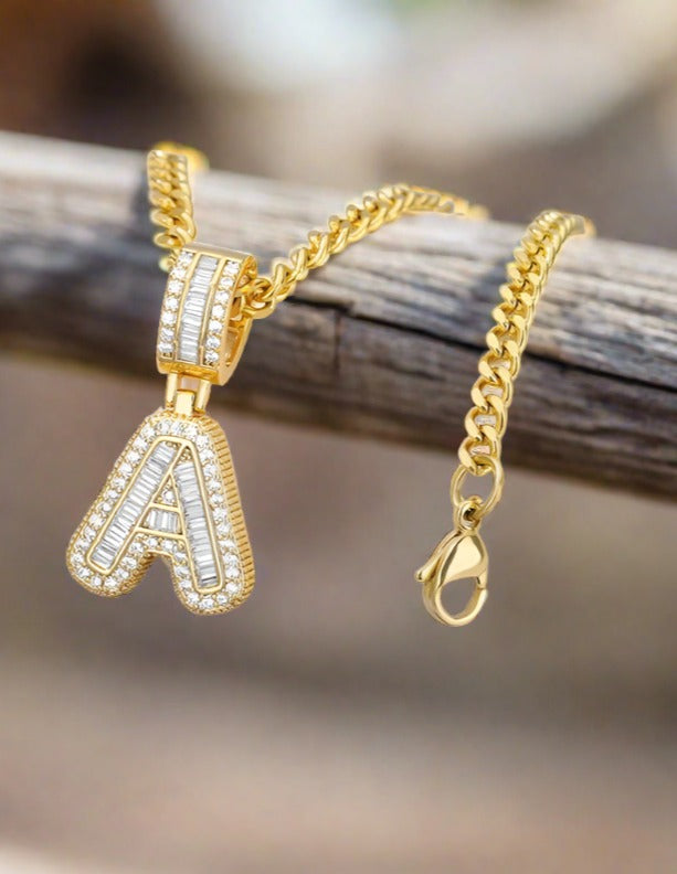 A-Z Iced Out Initial Zircon Letter Necklace