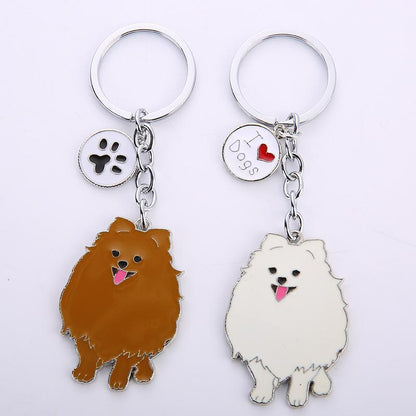 Pet Dog Painted Zinc Alloy Keychain