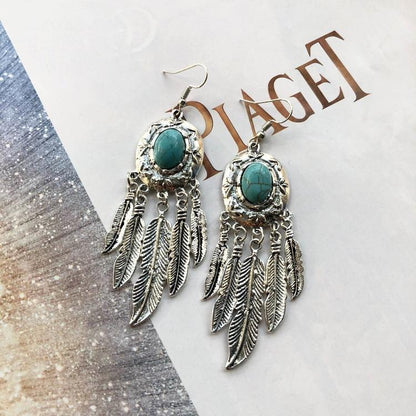 Bohemian Temperament Retro Artificial Turquoise Earrings