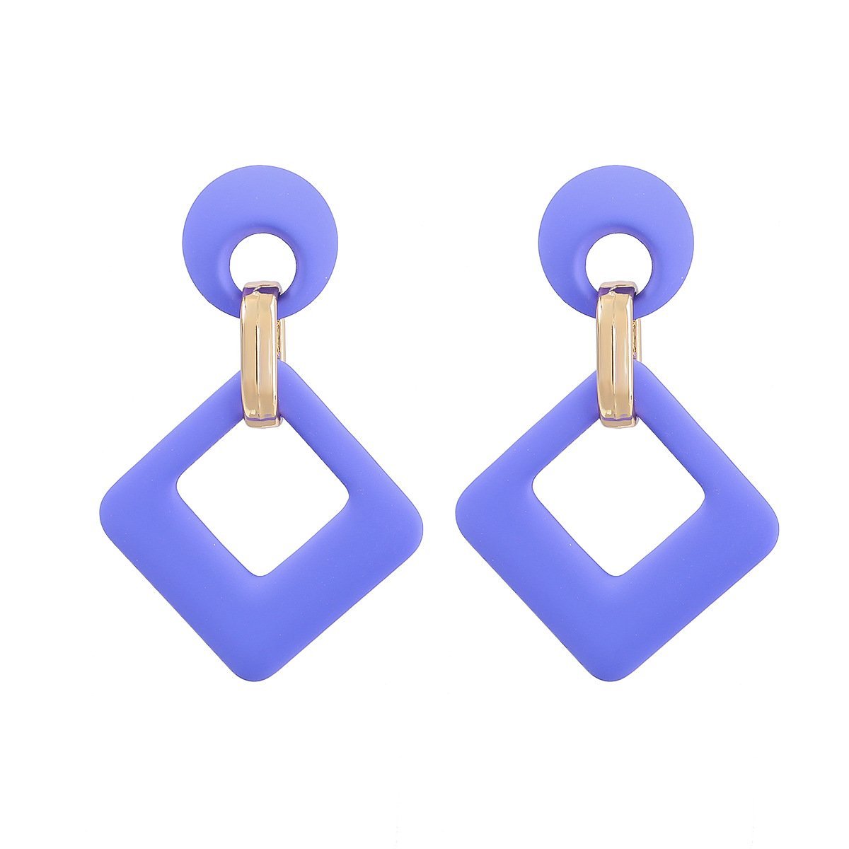 Fashion Simple Pure Color Haze Blue Stud Earrings