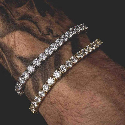 Hiphop Tennis Zirconia Mens Crystal Bracelet