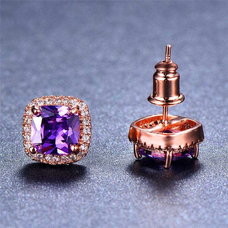 Yellow Pink Zircon Earrings Fashion Wedding Jewelry