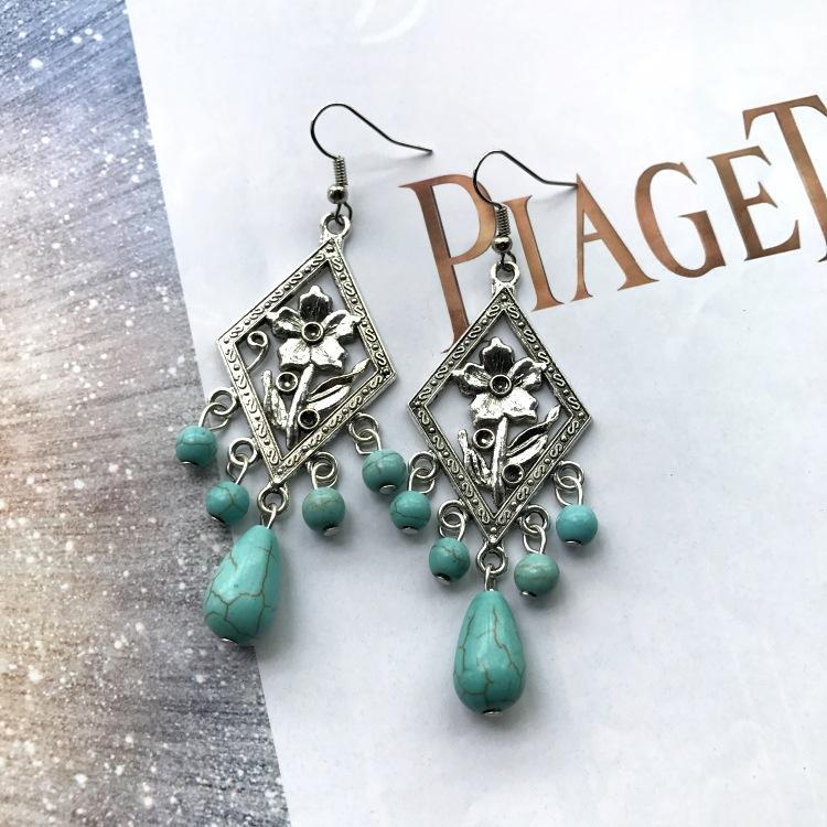 Bohemian Temperament Retro Artificial Turquoise Earrings