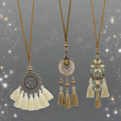 3pcs/set Bohemian Handmade Tassel Pendant Necklace