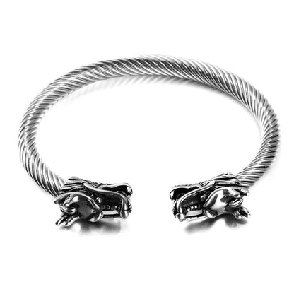 Double Dragon Bracelet Cable Wire Bangle Stainless Steel