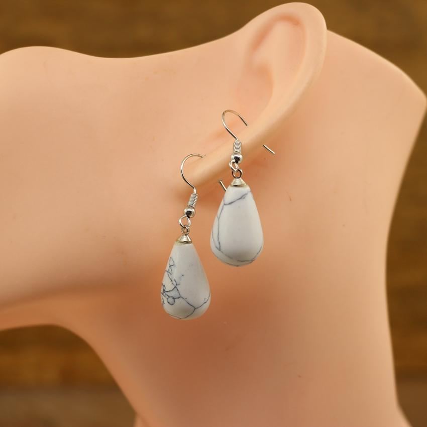 Natural Stone Quartz Tear Water Drop Hook Earring