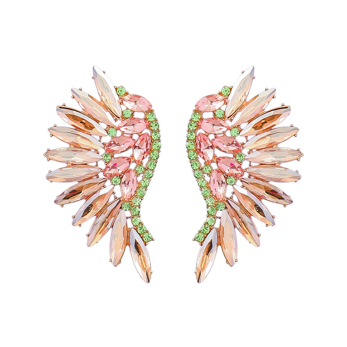 Women's Colorful Rhinestone Fan-shaped Wing Earrings