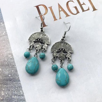 Bohemian Temperament Retro Artificial Turquoise Earrings