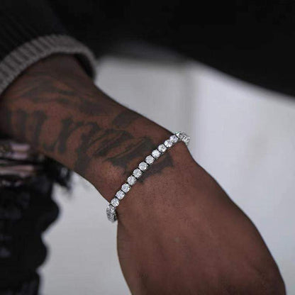 Hiphop Tennis Zirconia Mens Crystal Bracelet