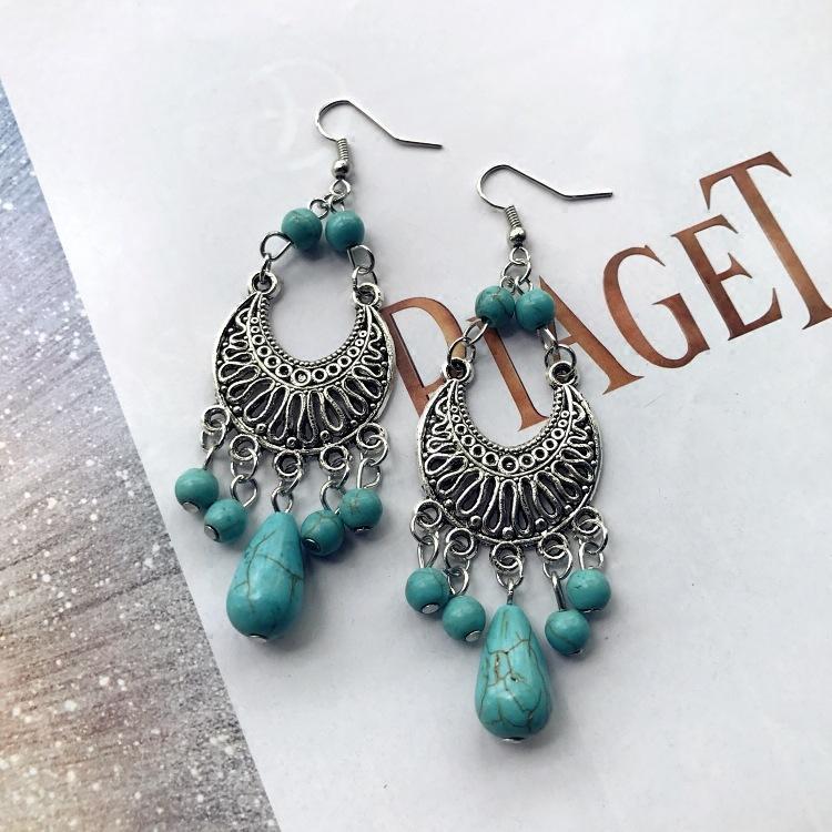 Bohemian Temperament Retro Artificial Turquoise Earrings