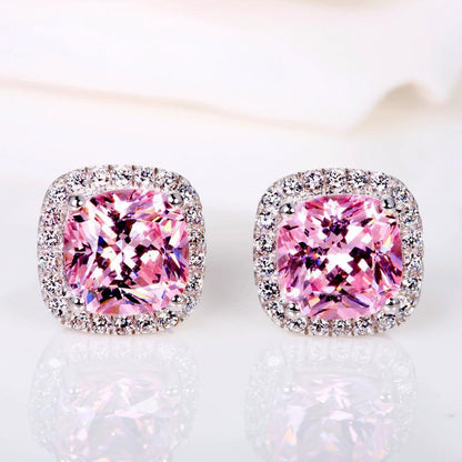 Yellow Pink Zircon Earrings Fashion Wedding Jewelry