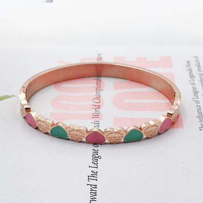 Heart Shape Titanium Steel Plating Bangle