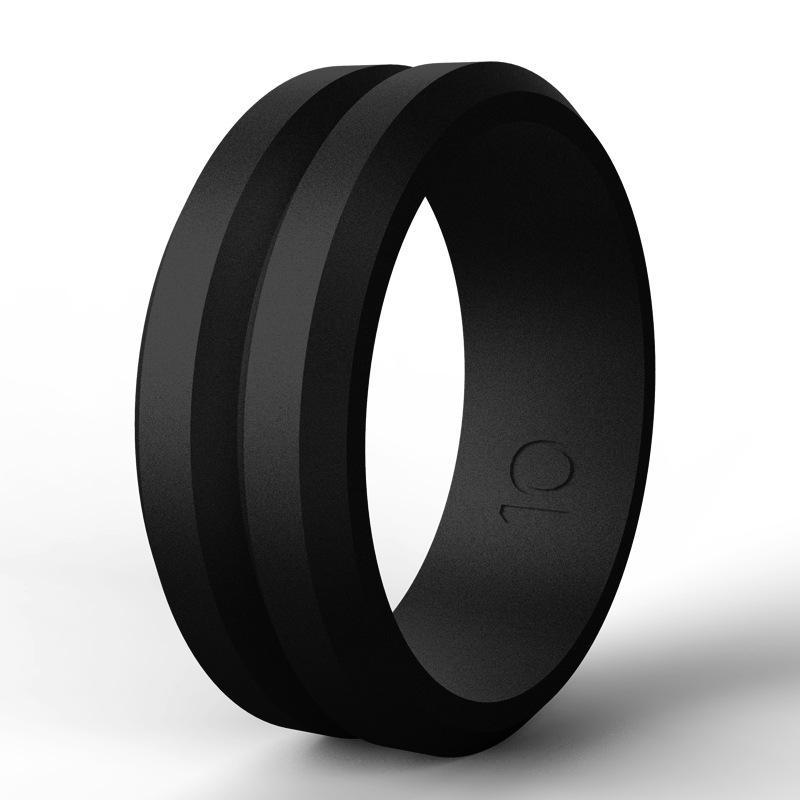 V Groove Beveled Men's Silicone Ring