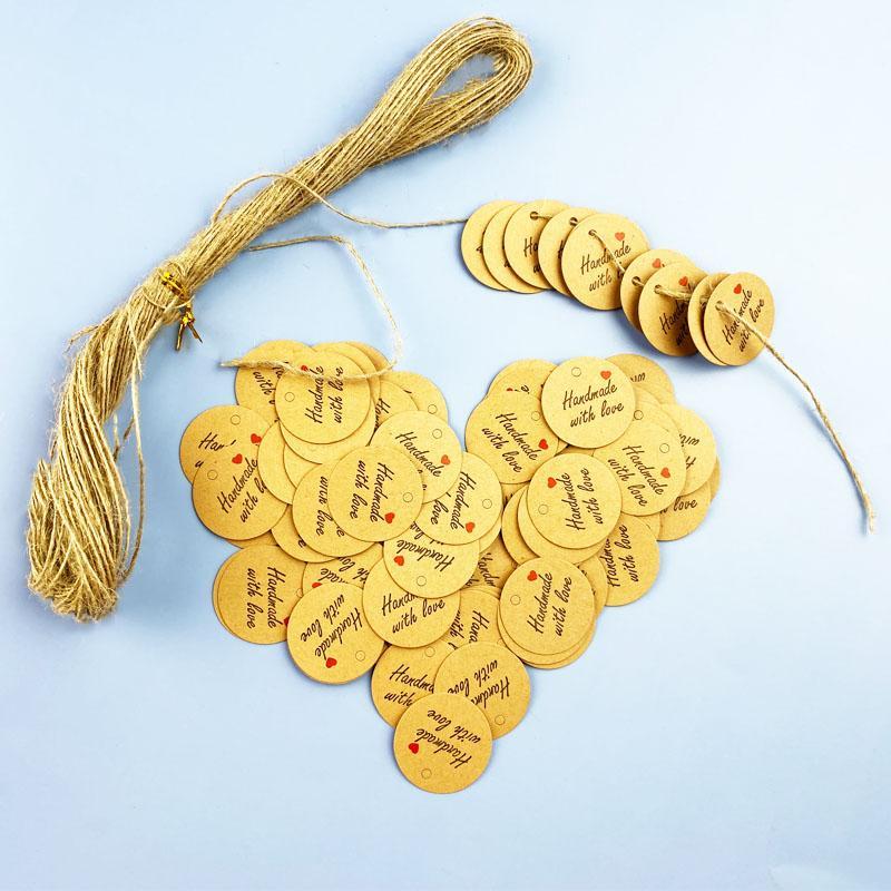 100Pcs Round Kraft Paper Gift Handmade Tags