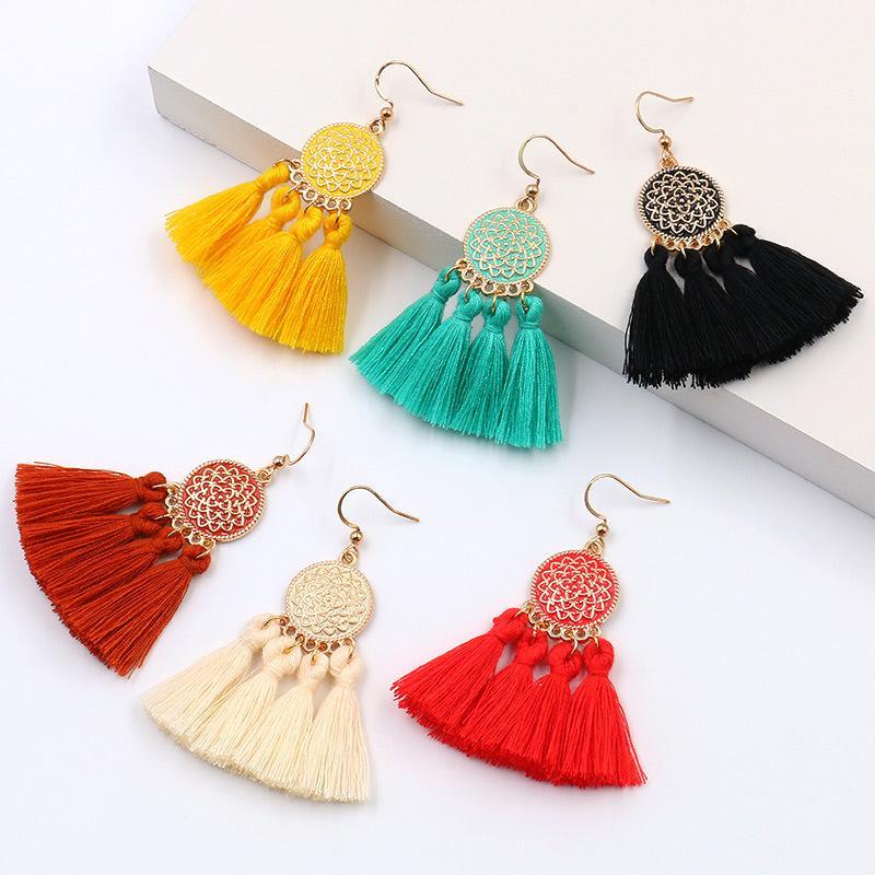 Boho Chic Brilliant Multicoloured Tassel Earrings